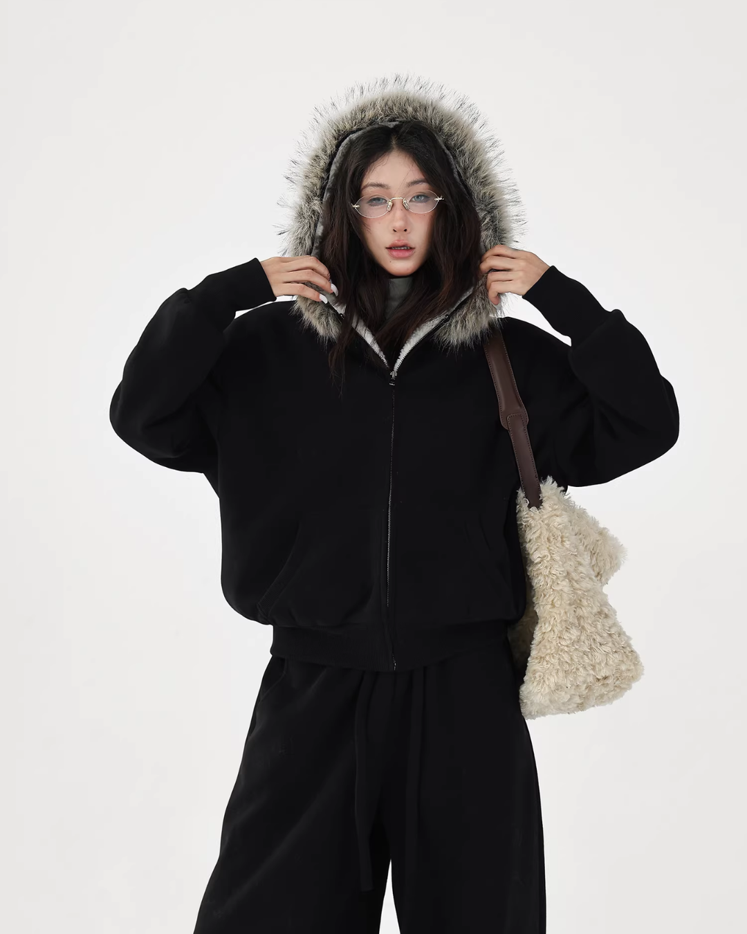 Fur Collar Fleece Hoodie/Casual Pants ACS0349