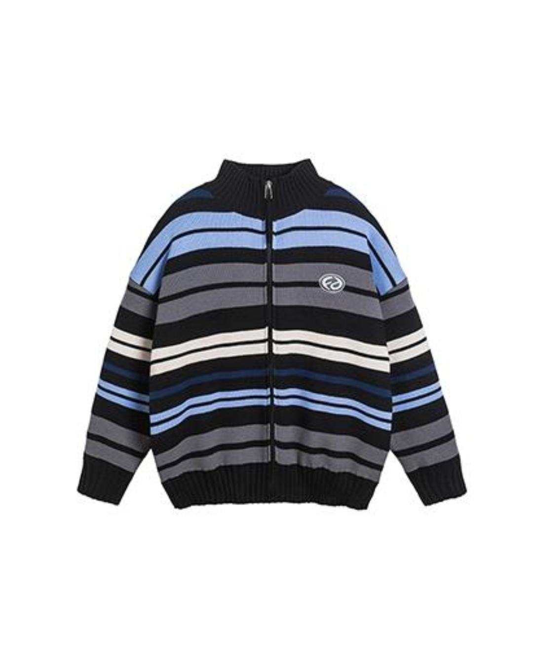 Retro Turtleneck Border Cardigan EZK0002