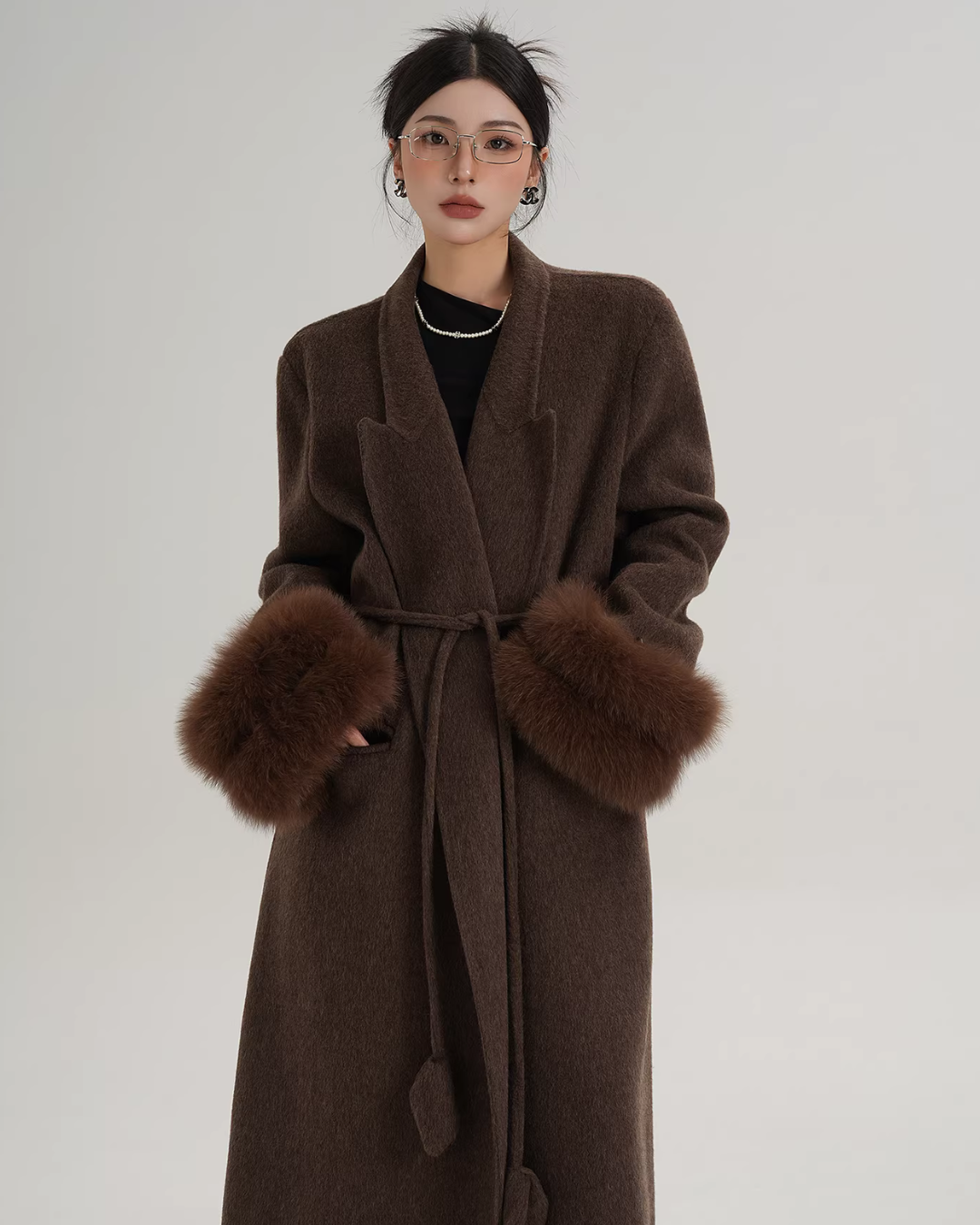 Fur Cuff Long Coat SRS0403