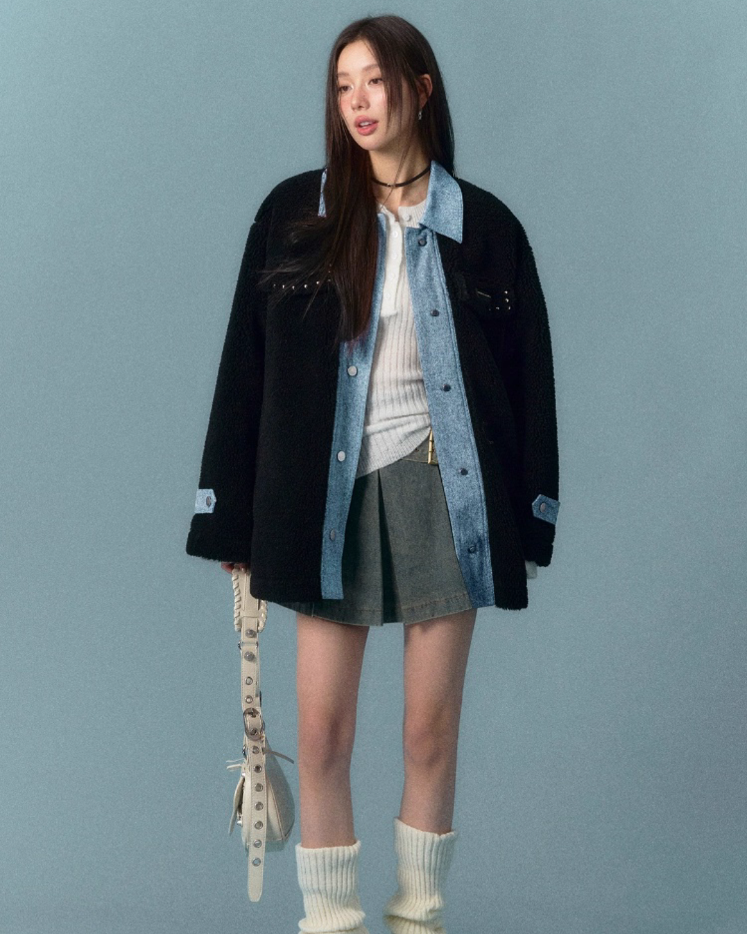 Denim Shearling Casual Coat  ASG0050