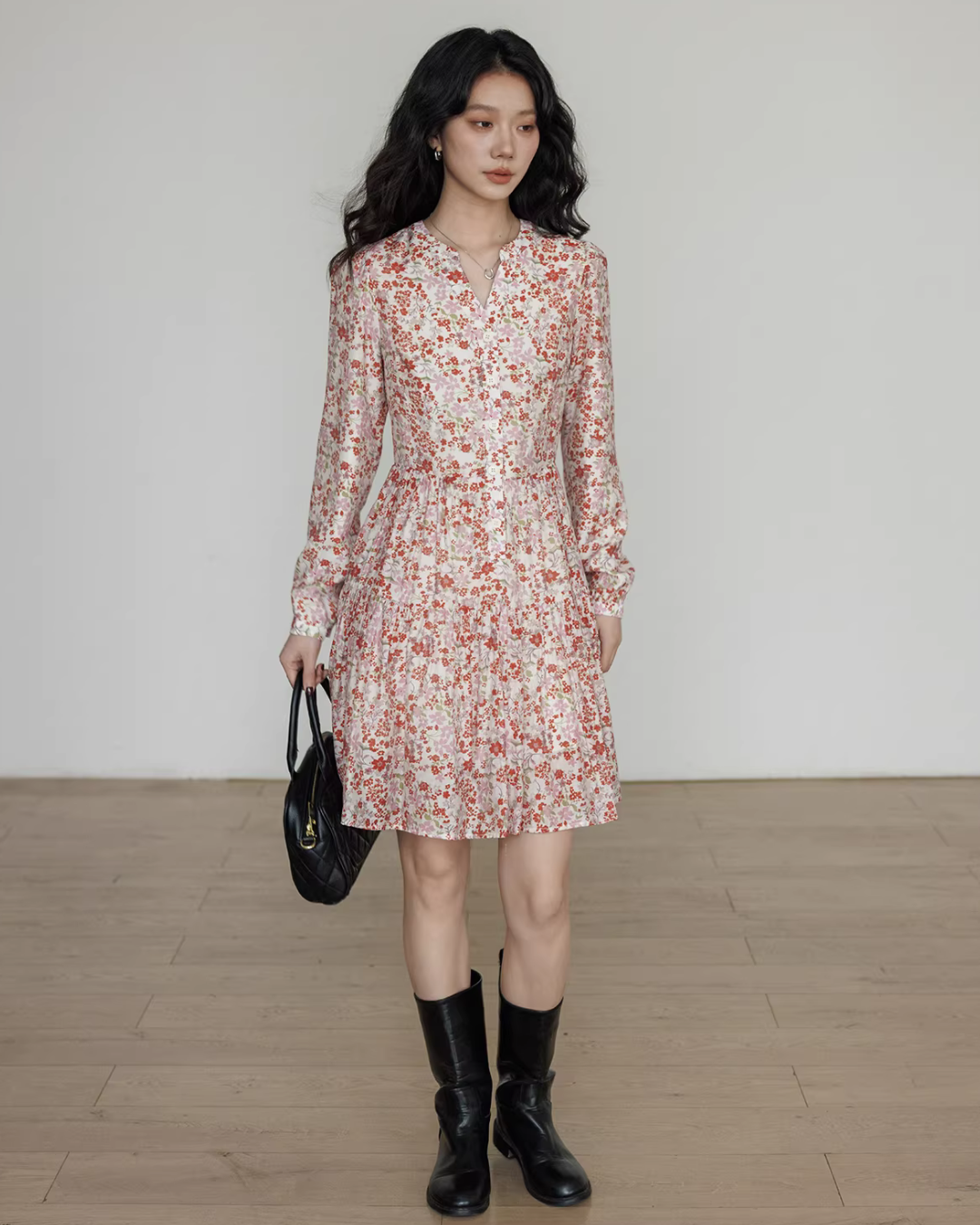 V-Neck Floral Dress VAS0193