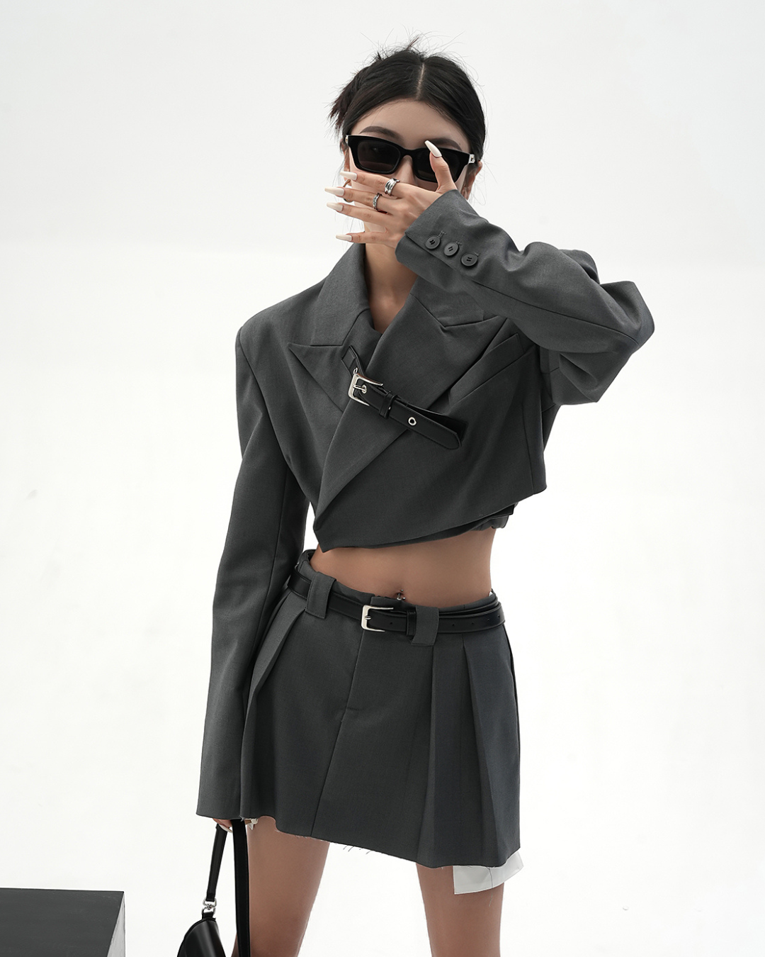 Cropped Belt Jacket & Pleated Skirt SRS0024