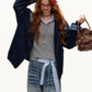 Plaid Patched Hood Jacket / Long Sleeve Top / Denim Pants ASG0048