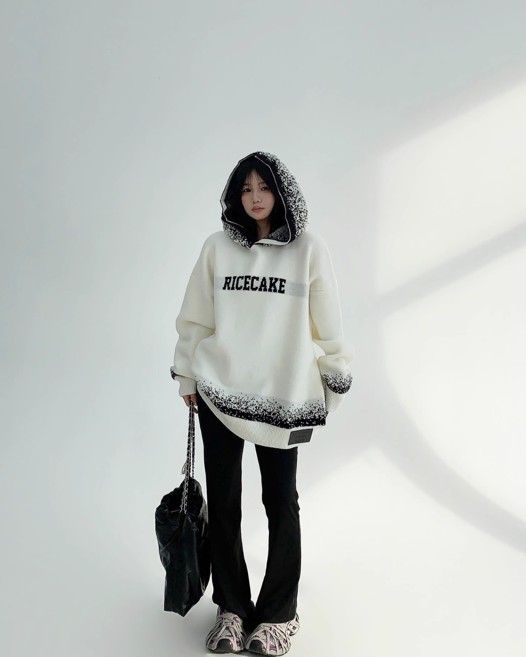 Loose Monotone Knit Hoodie YLS0675