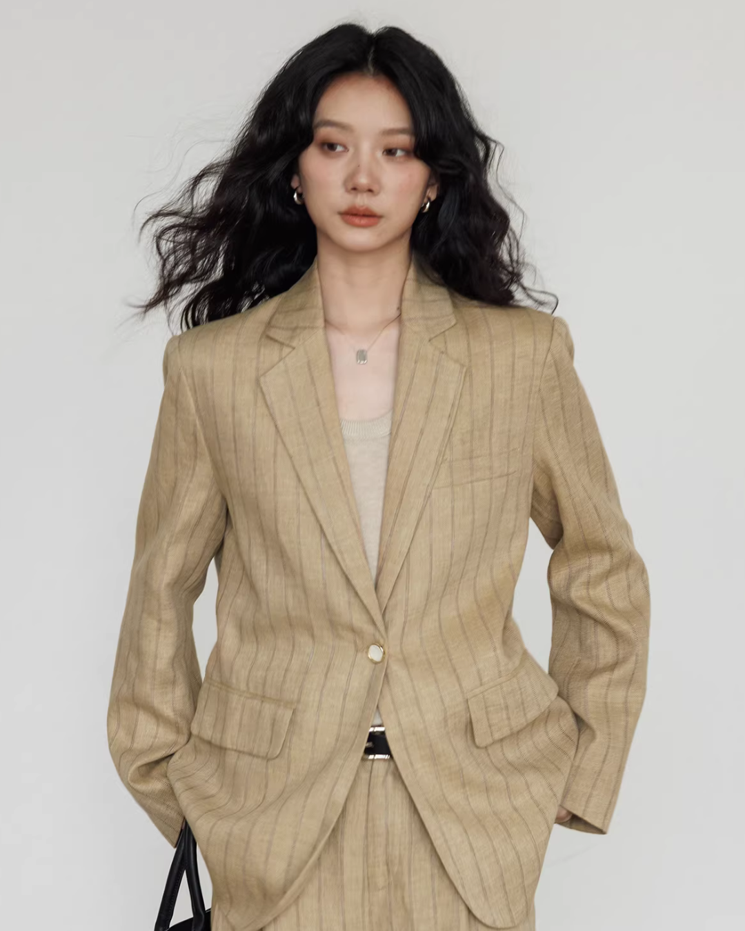 Stripe Design Blazer Jacket / Casual Wide Pants VAS0189
