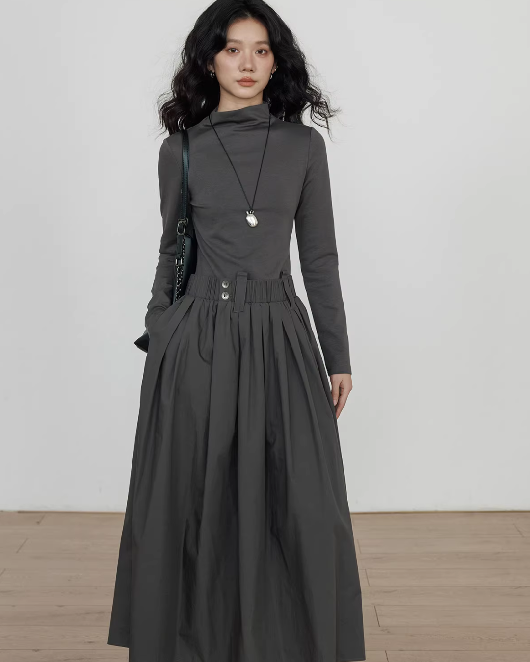 Half-Turtleneck Long Dress VAS0185