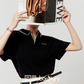 Polo Knit Relax Tops / Stripe Pleated Skirt LLA0490