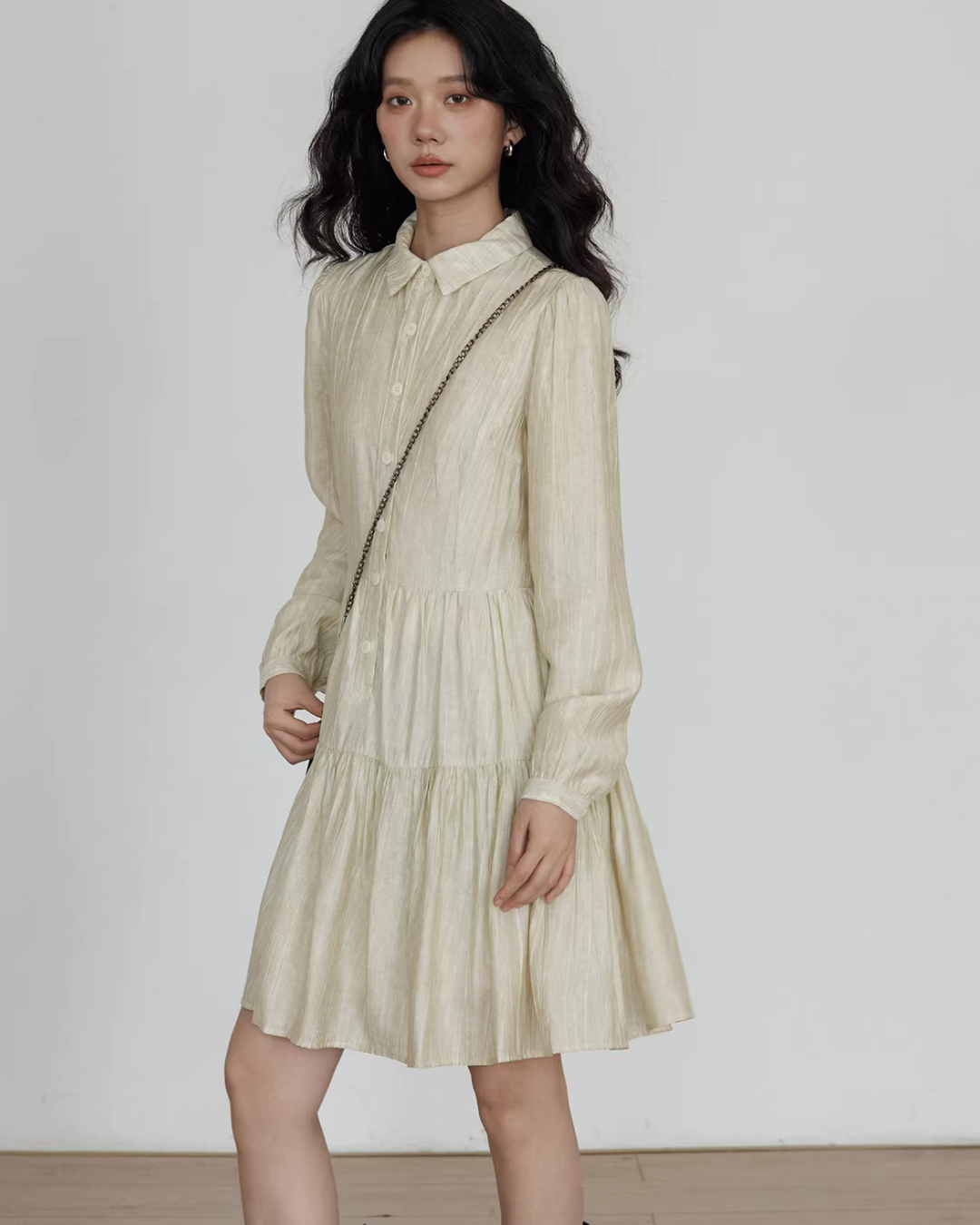 Polo Collar Long-Sleeve Dress VAS0190