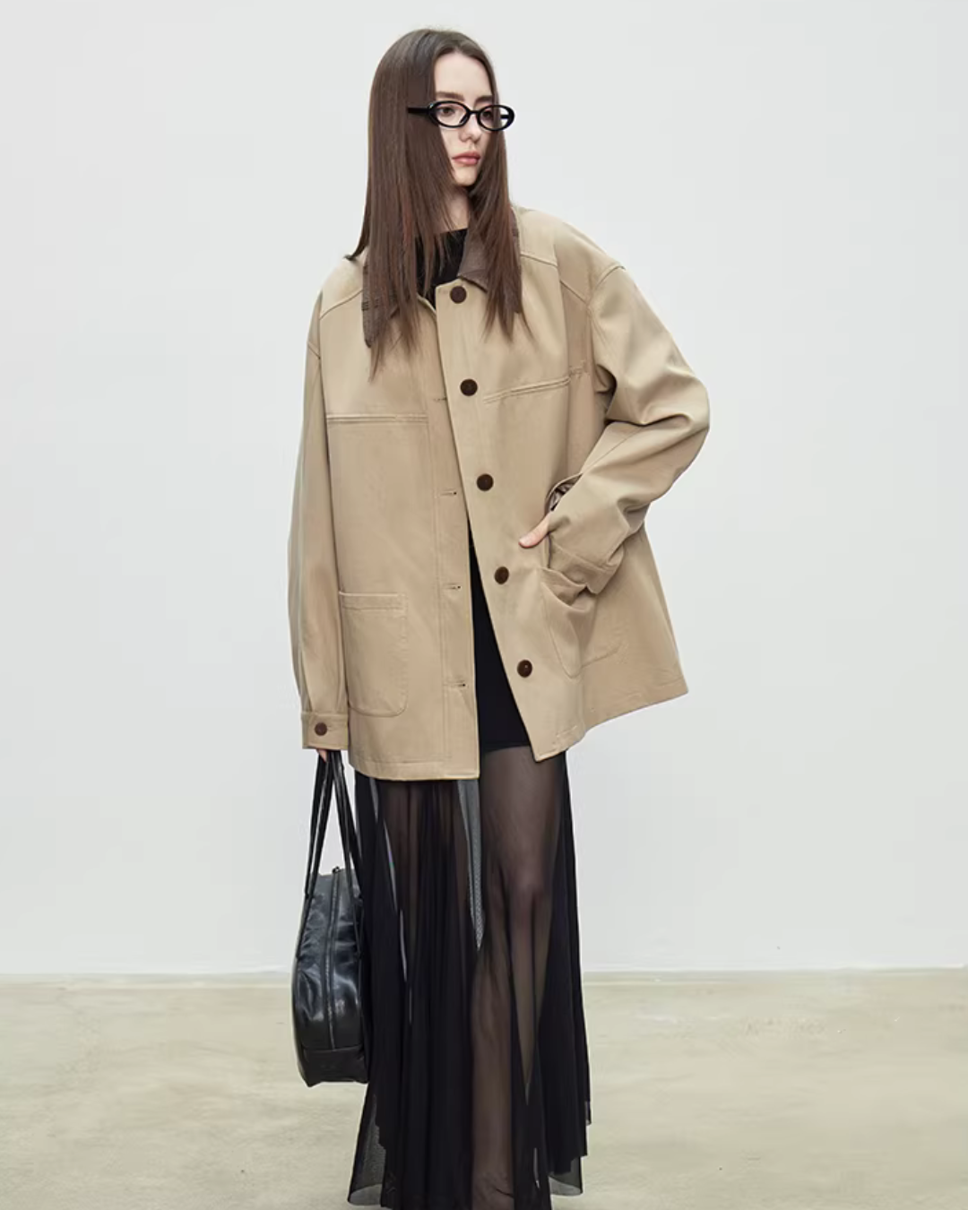 Patchwork Mid-Length Trench Coat TEO0008