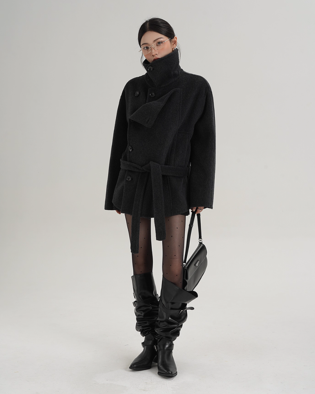 Stand Collar Wool Trench Coat SRS0376