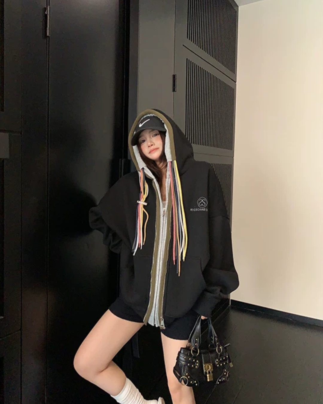 Colorful Drawcord Zip-Up Hoodie YLS1075