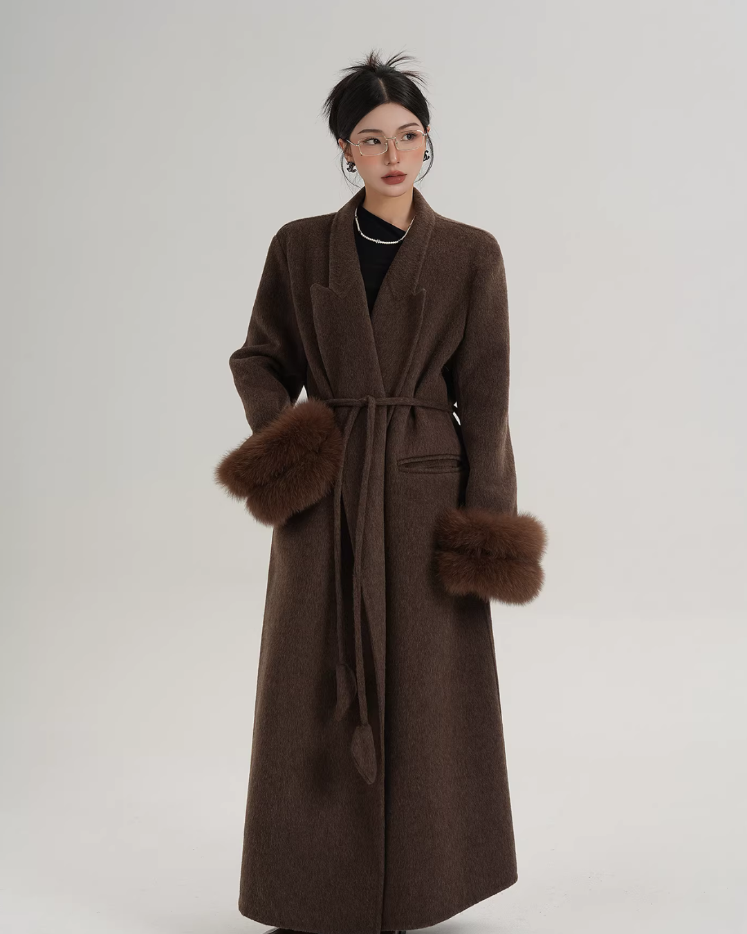 Fur Cuff Long Coat SRS0403