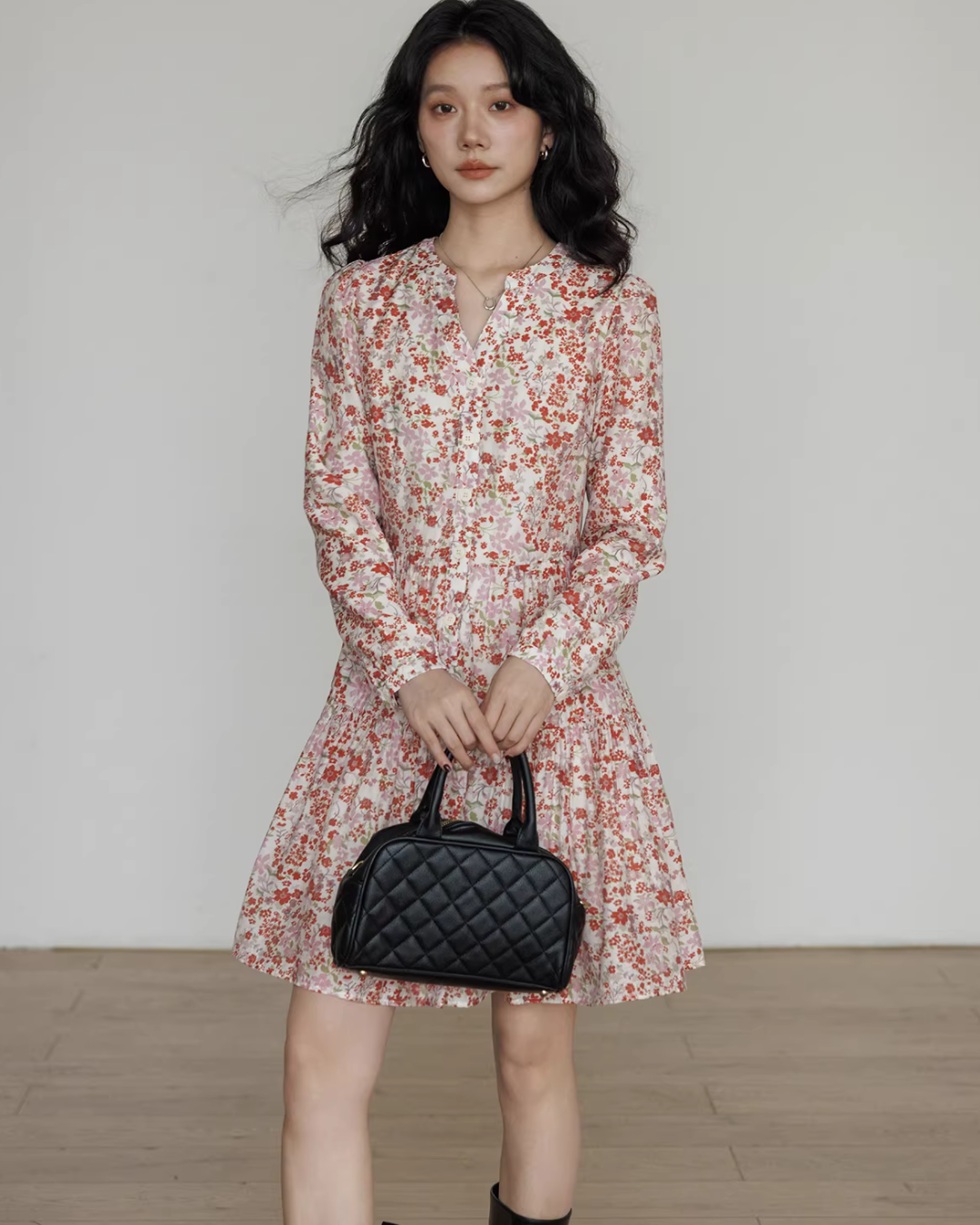 V-Neck Floral Dress VAS0193