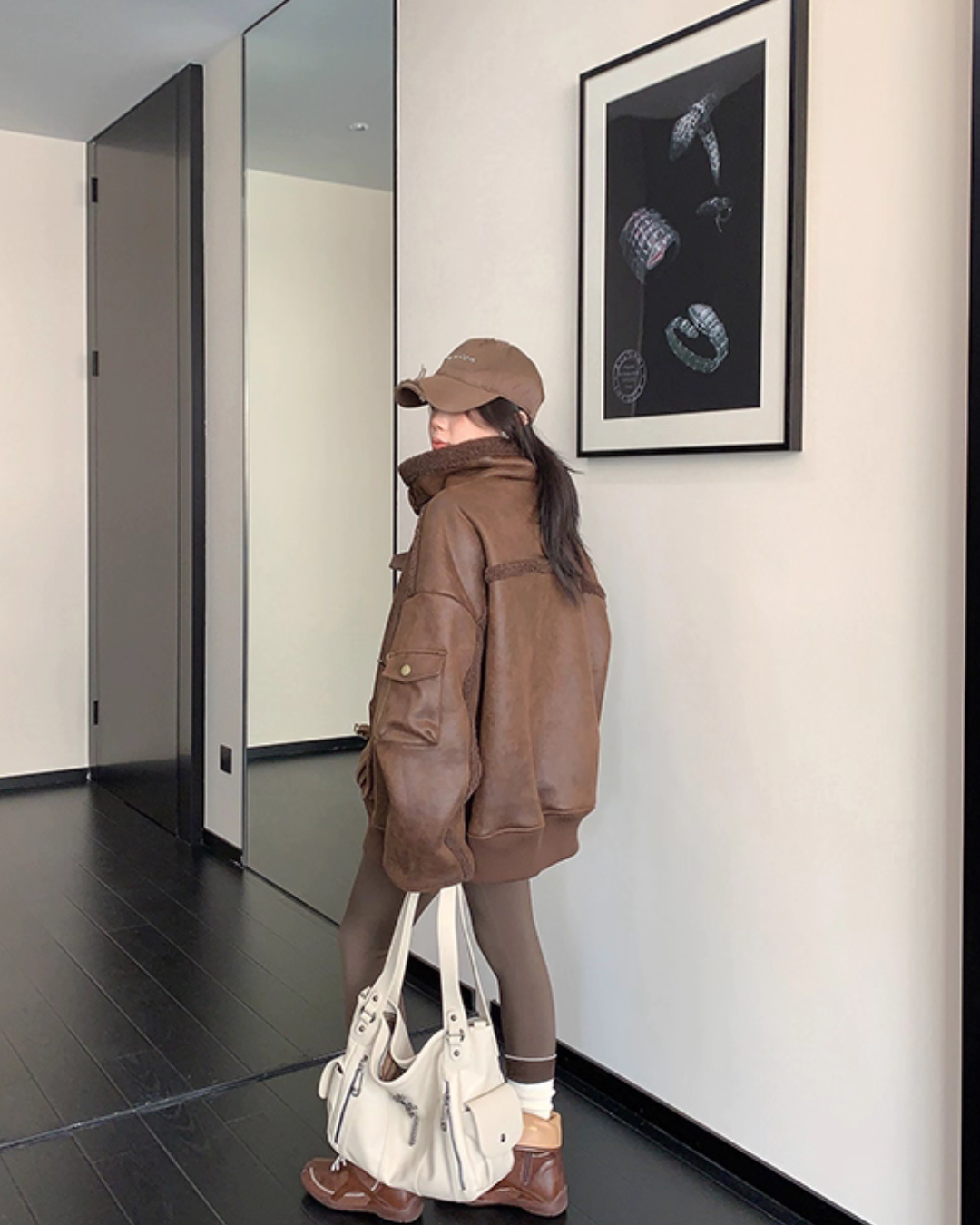Vintage Leather Faux Fur Jacket YLS1005