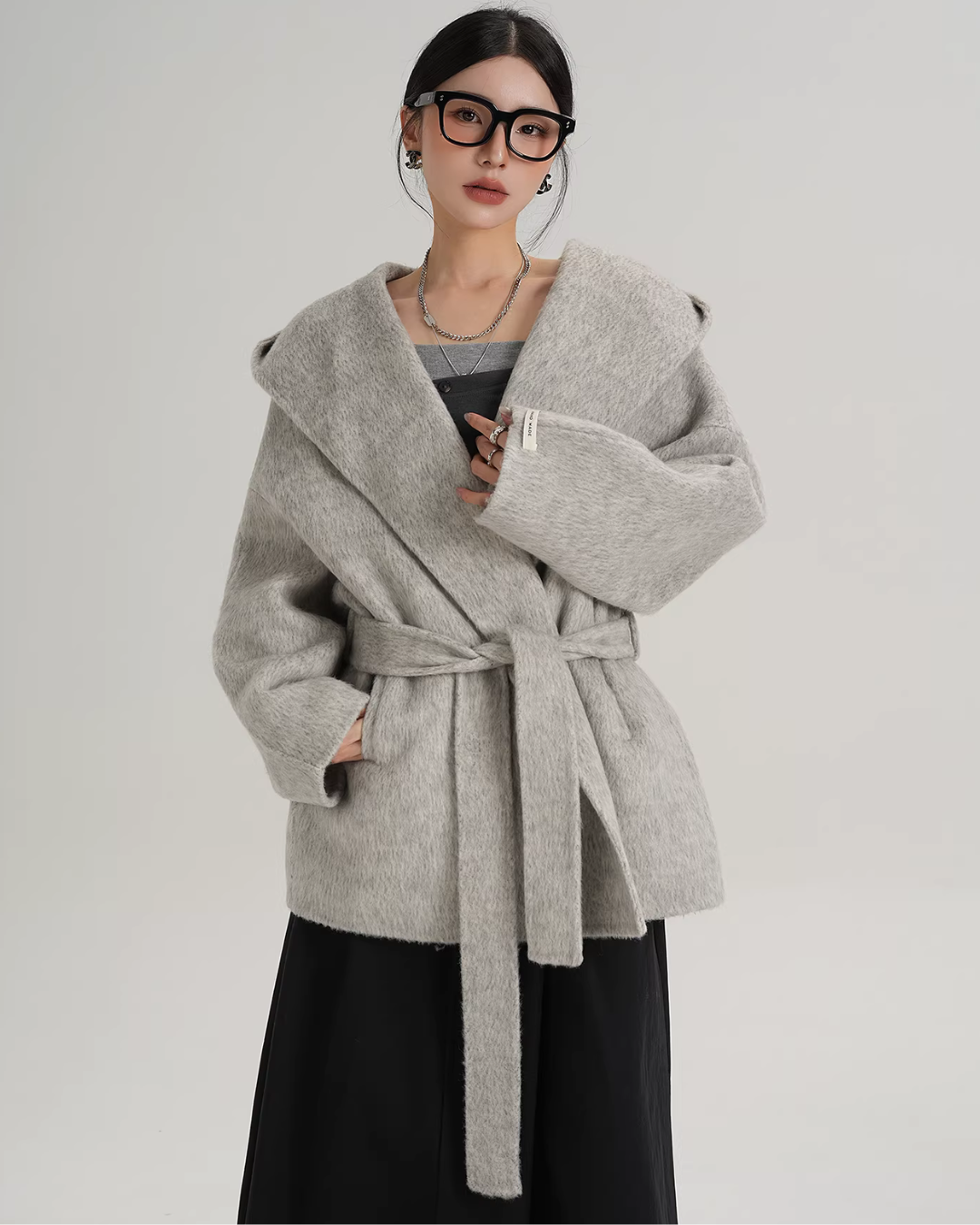 Open Collar Long Coat SRS0414