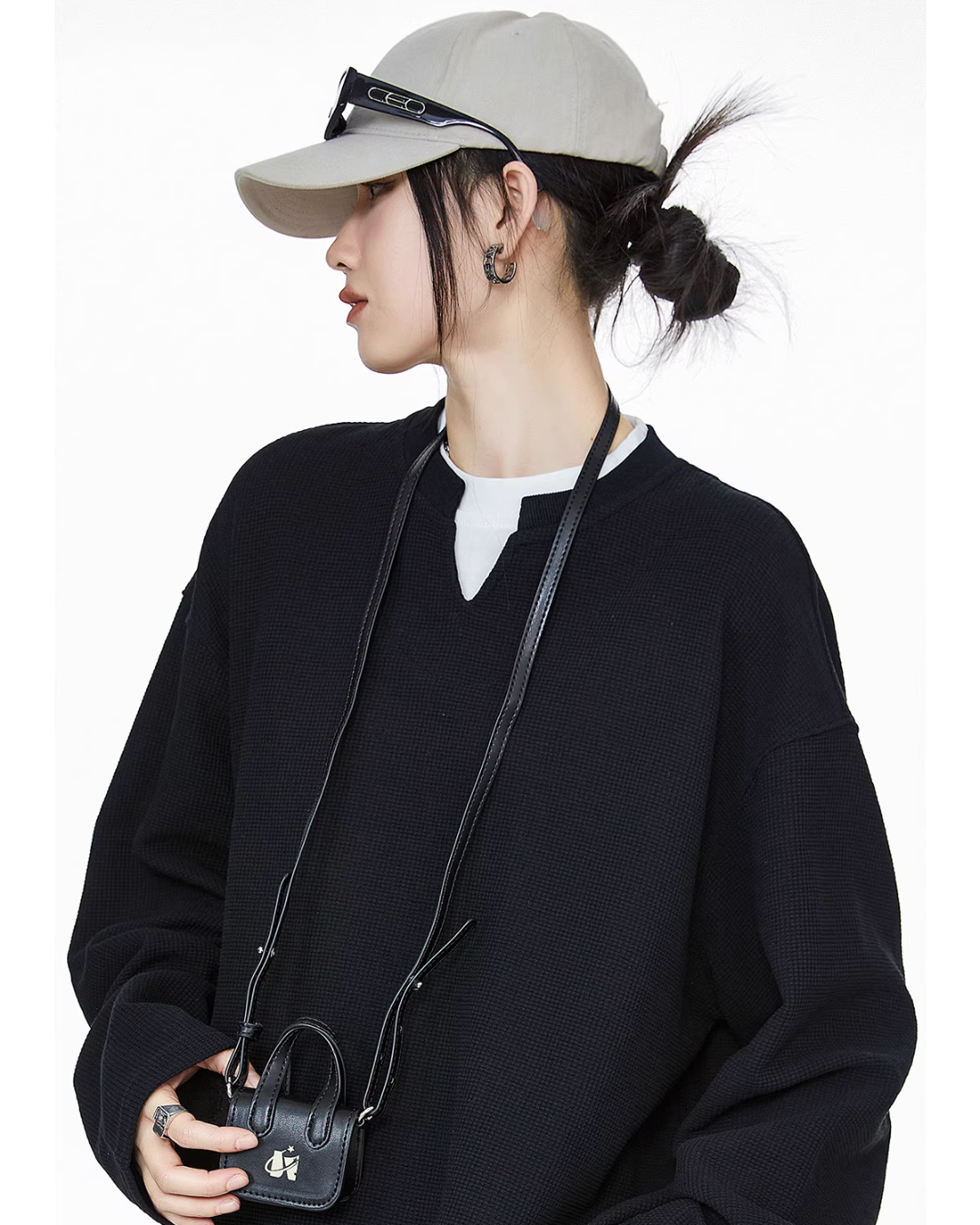 Henry Neck Long Sleeve Top ICM0078