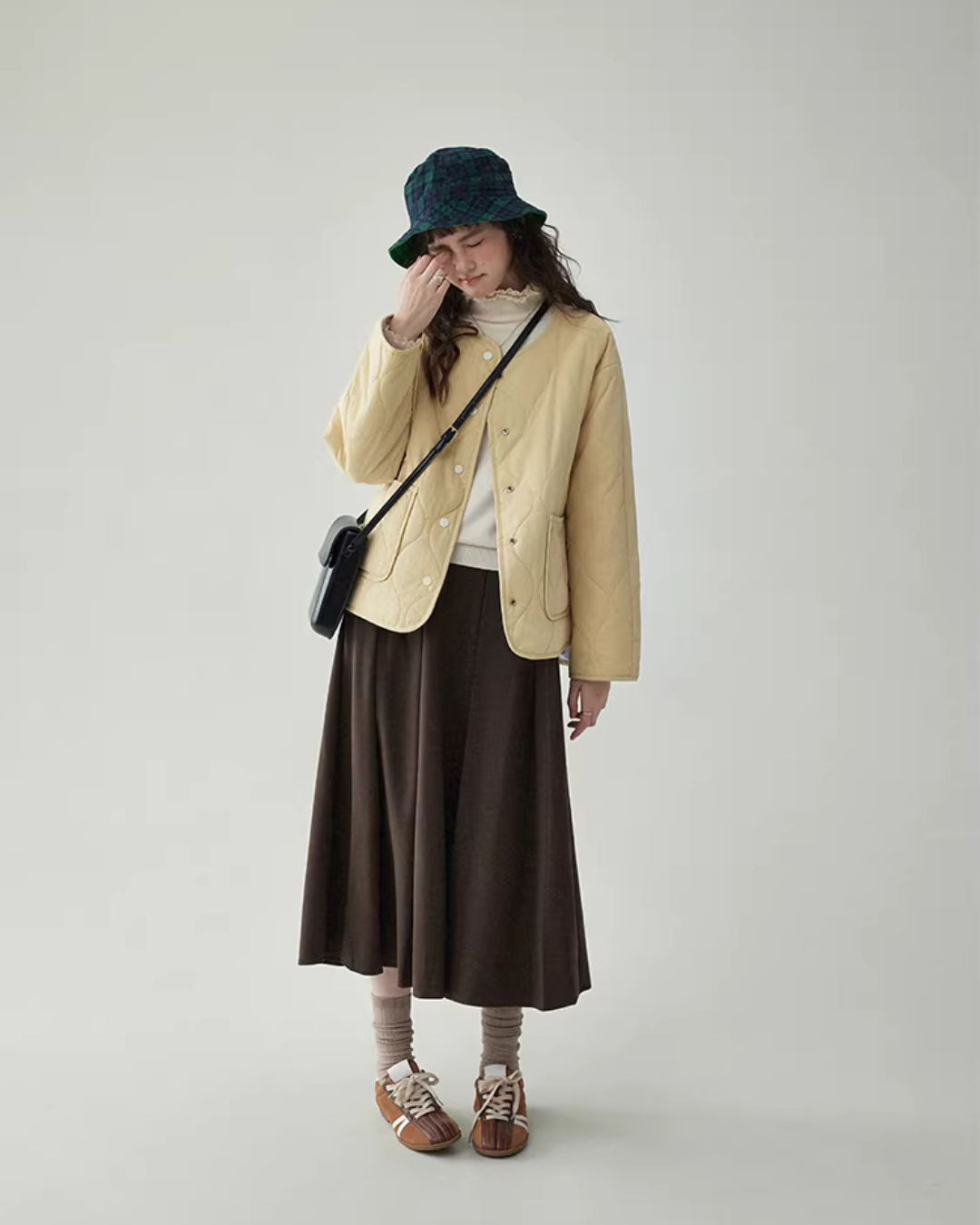 Wave Quilting Collarless Jacket AMU0045