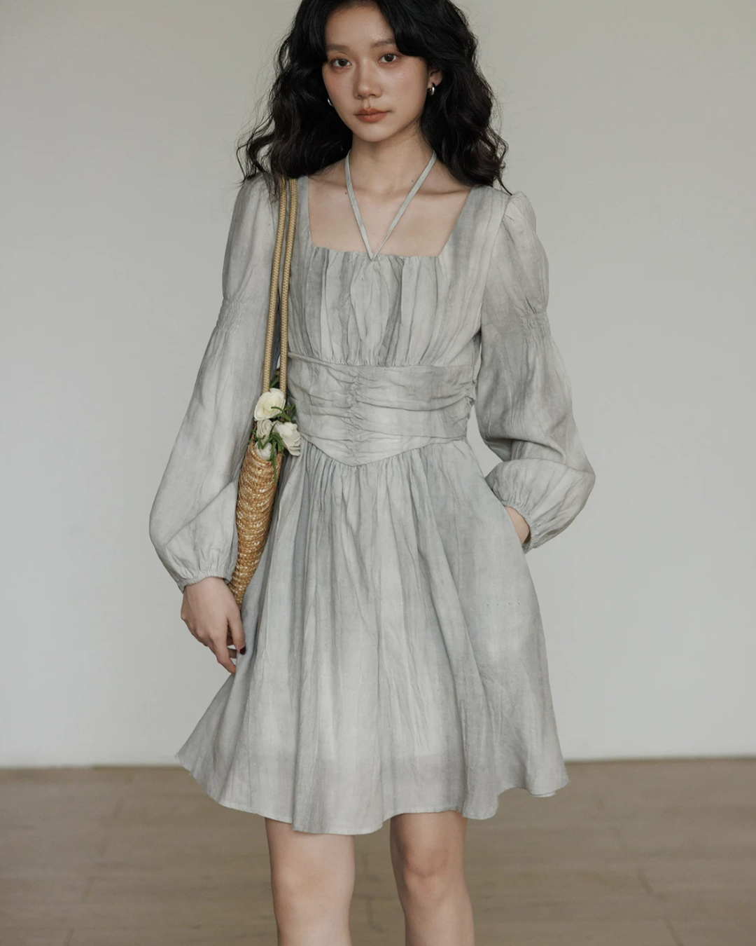 Crew Neck Linen Dress VAS0207