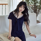 V-neck Navy Blue Dress SMS0025