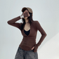 Slim Zip Long Sleeve Tops YLS0733