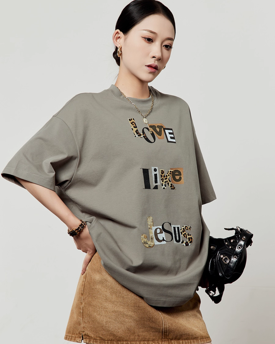 Leopard Print T-Shirt / Leopard Mini Skirt LLA0488