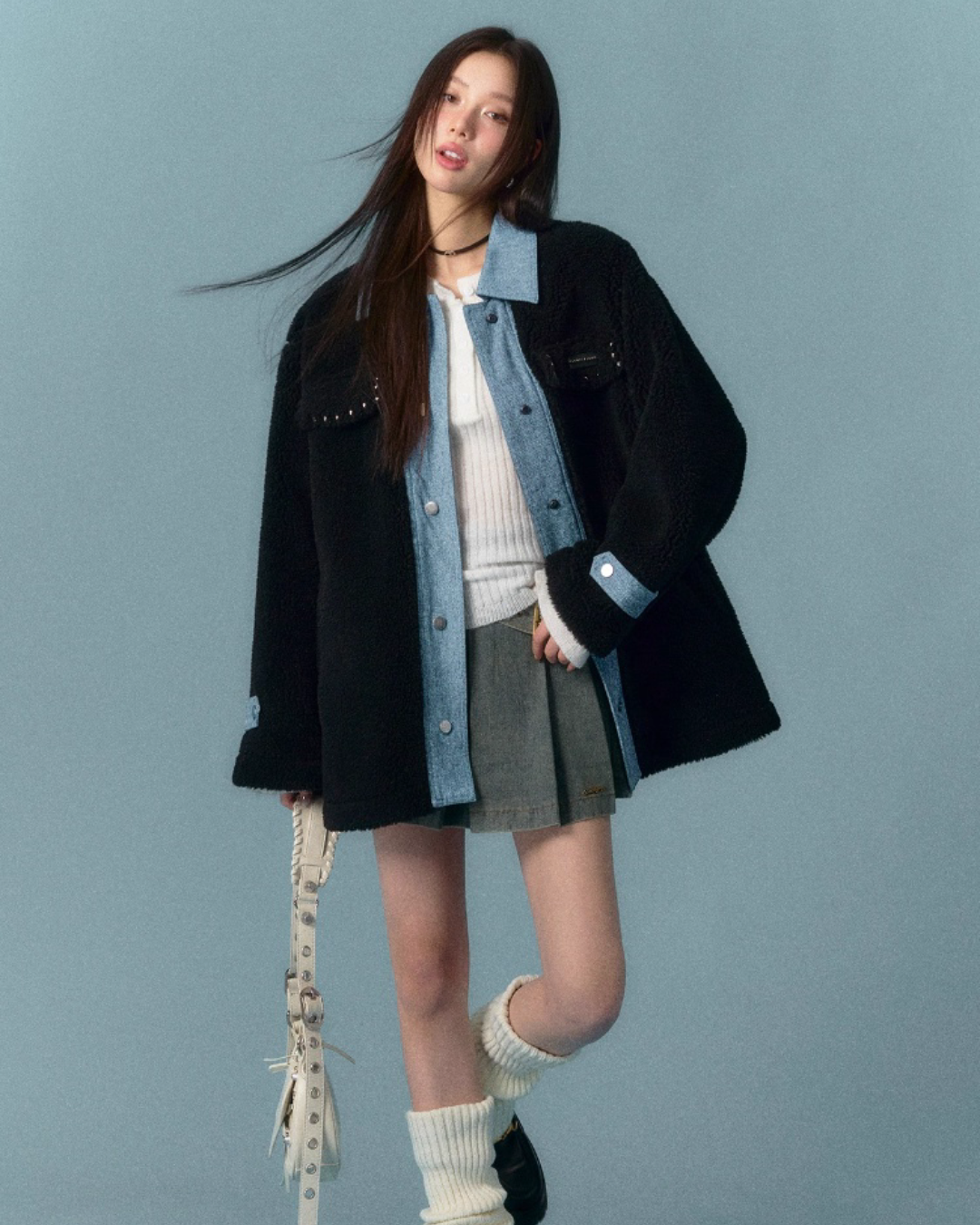 Denim Shearling Casual Coat  ASG0050