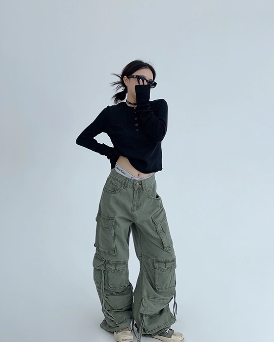 Pocket Design Wide Cargo Pants YLS0889