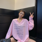 V-Neck Print Long Sleeve T-Shirt  YLS1044