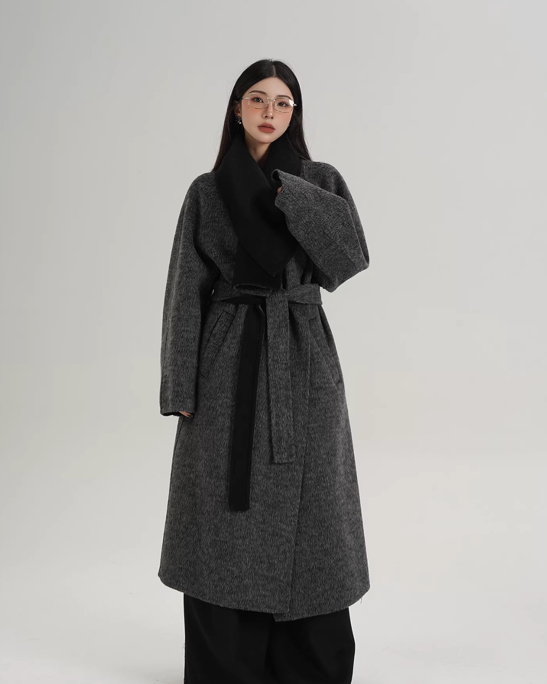 Scarf Design Long Wool Coat SRS0409
