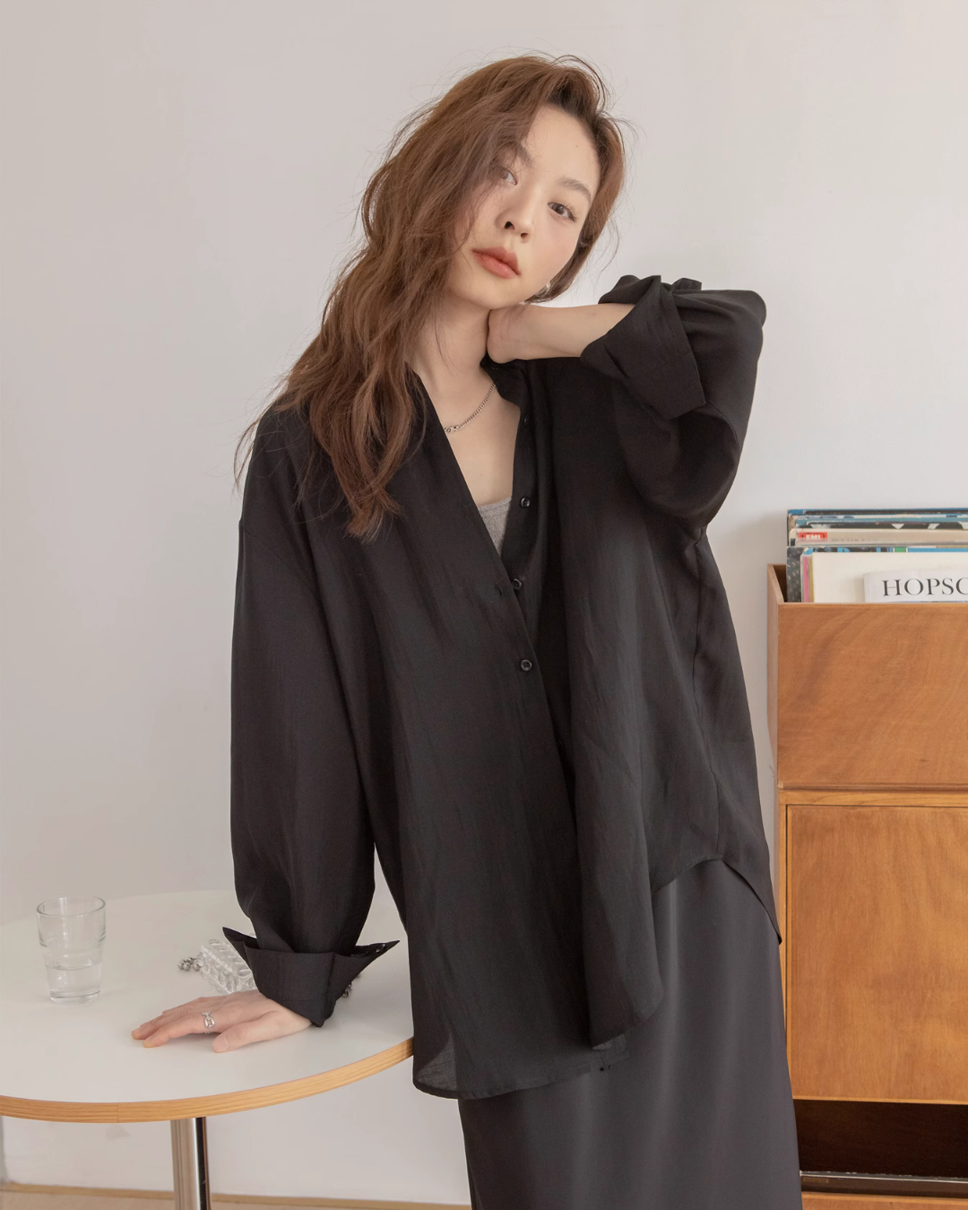 Drop Shoulder Sheer Shirt VNS0006