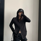 Snap Button Hooded Cardigan YLS1039