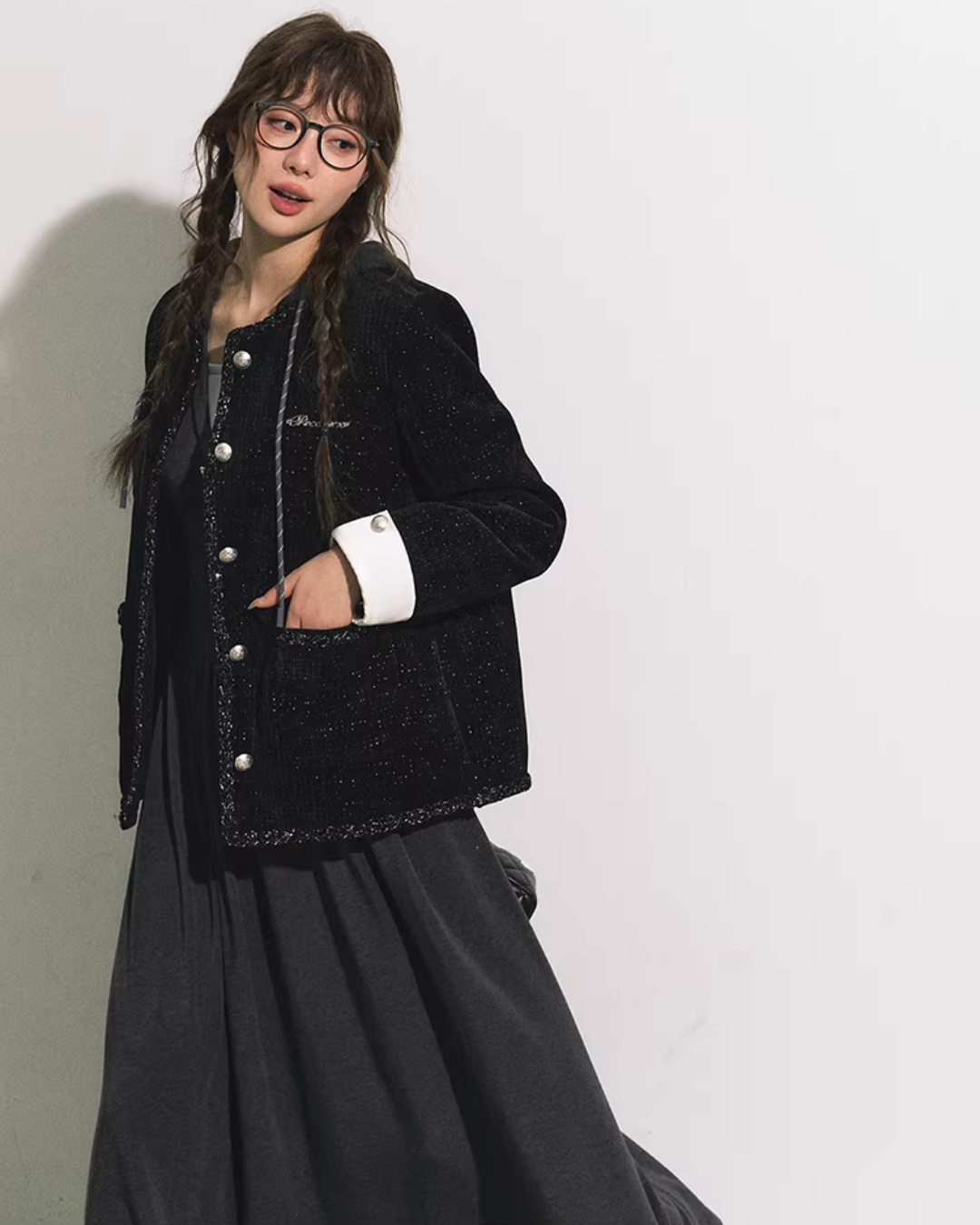 Silver Button Tweed Jacket RCR0011