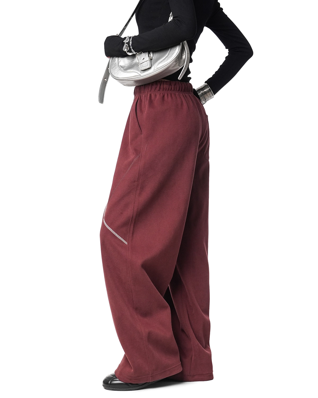 Color Contrast Stitch Sweat Pants ICM0105