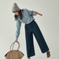 Blue Stripe Shirt / Wide Denim Pants / Corduroy Overall Skirt AMU0033