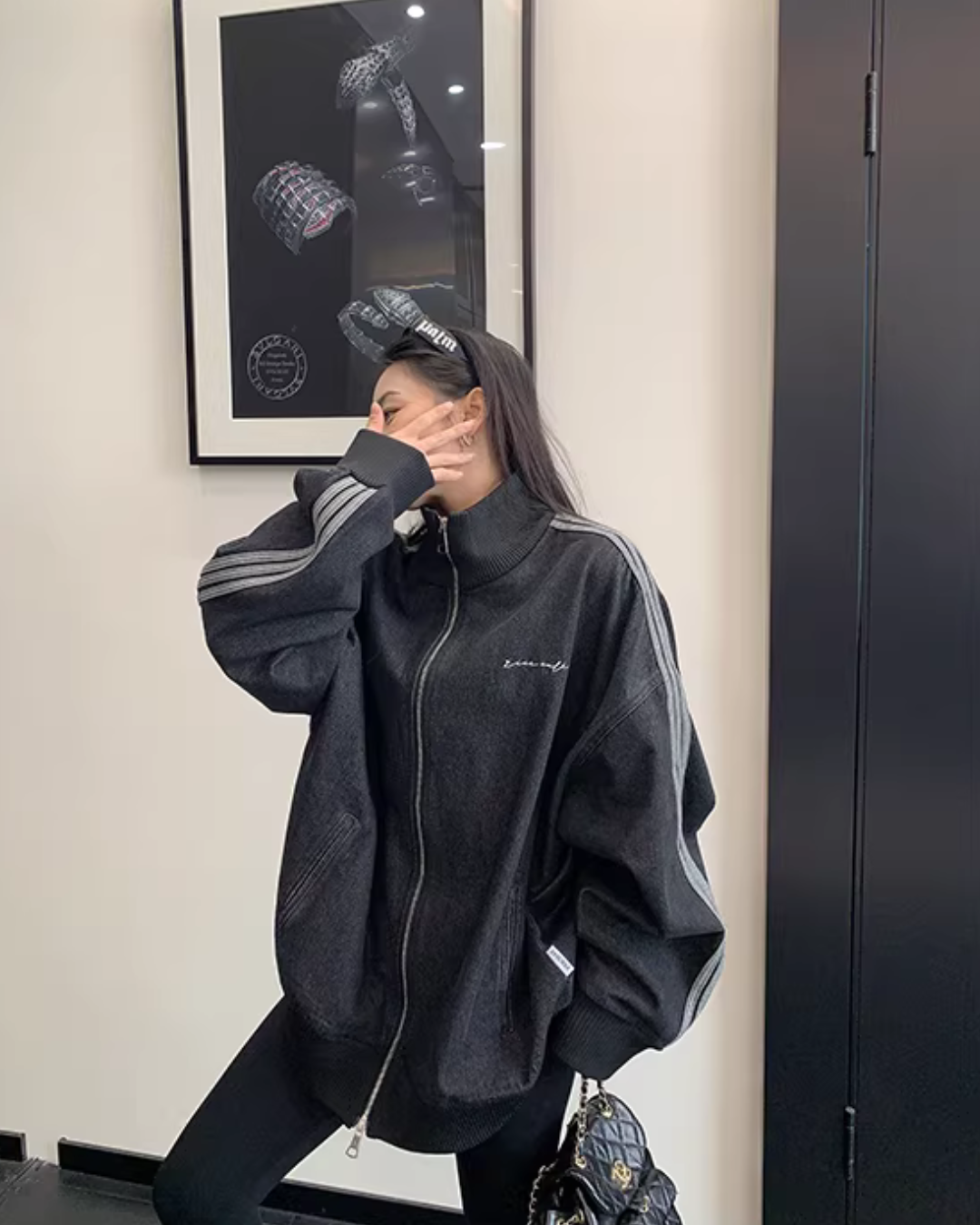 Sideline Denim Track Jacket YLS1017