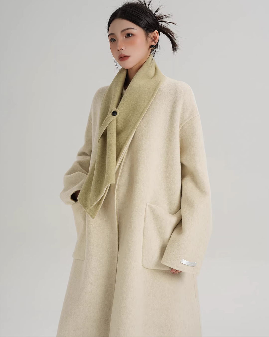 Scarf Collarless Coat SRS0412