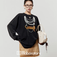 Necklace Design Knit Top/Denim Belt Skirt LLA0586