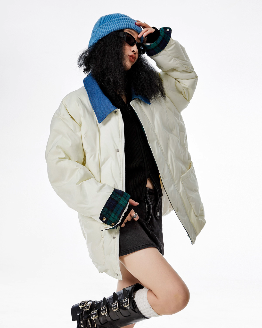 Color Block Collar Down Jacket ICM0108