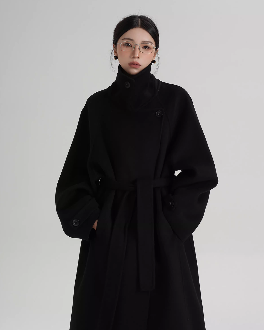 Stand Collar Long Loose Wool Coat SRS0361