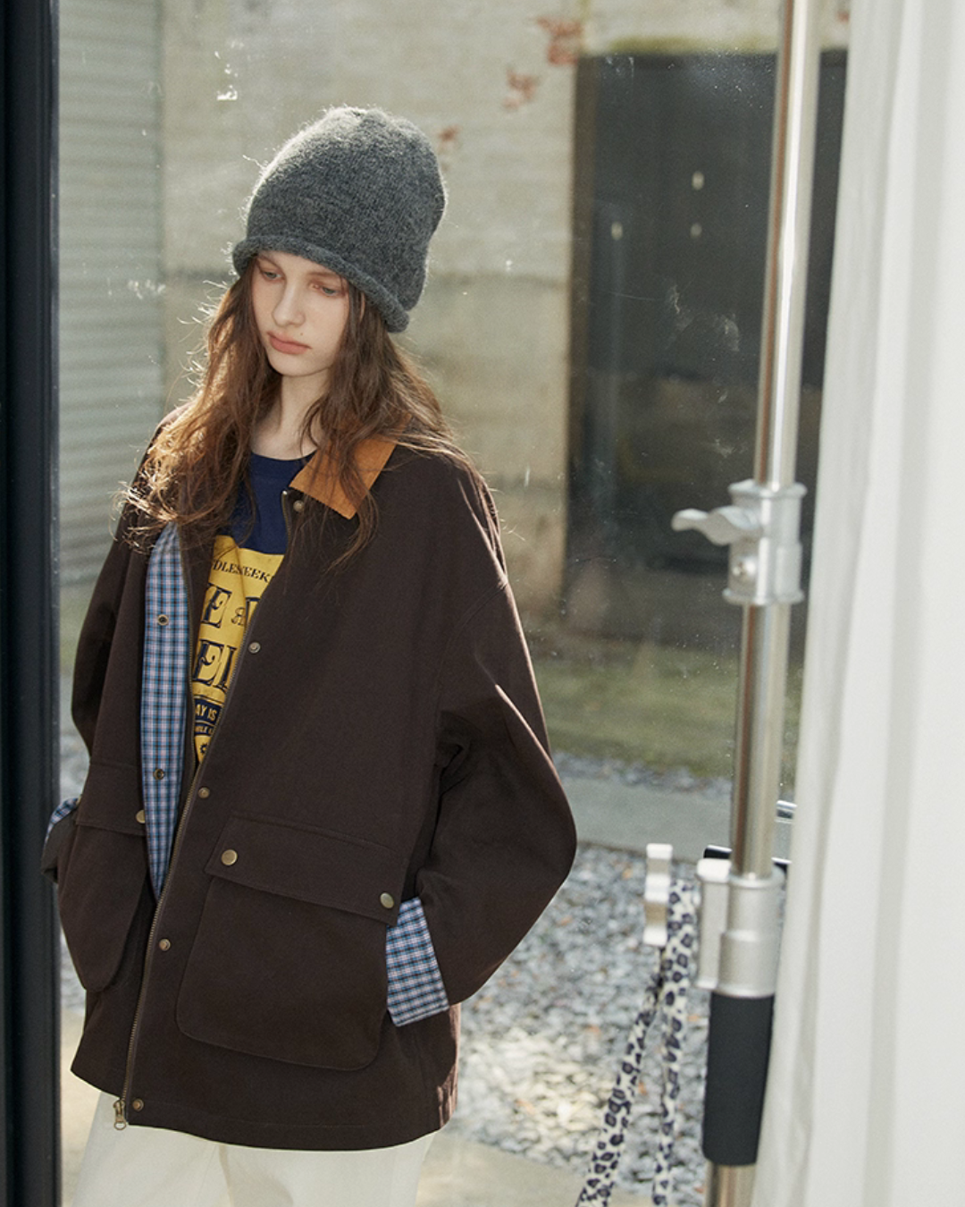Plaid Design Loose Silhouette Jacket RLZ0014