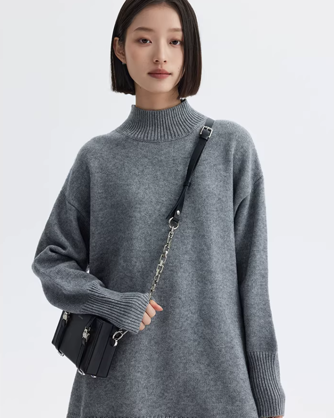 Mock Neck Knit Dress SHN0016