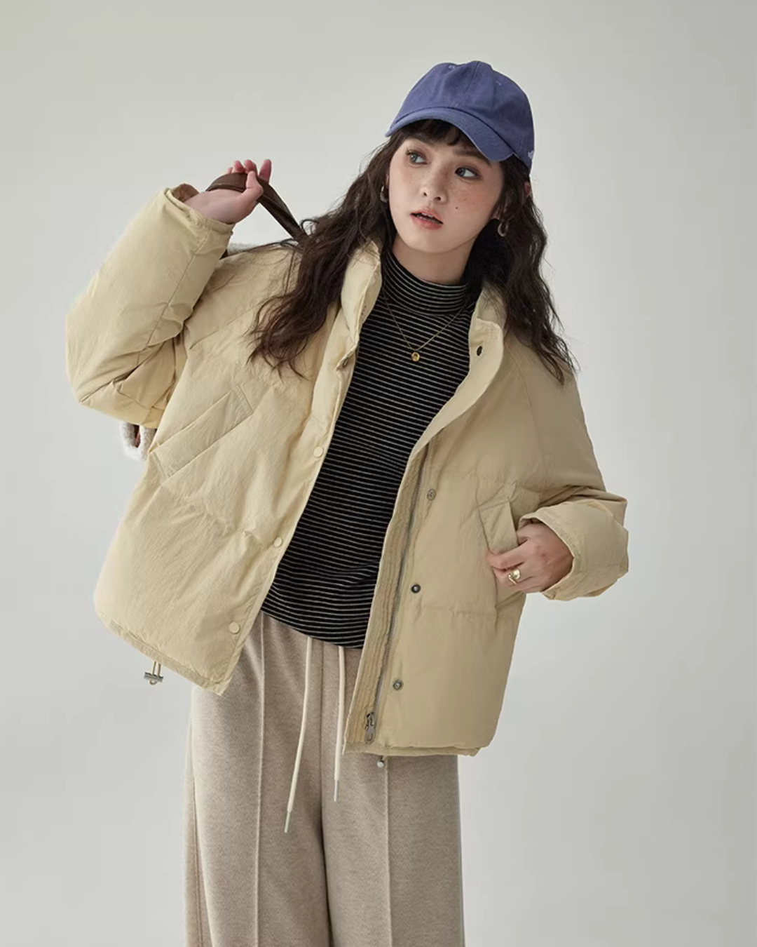 Stand Collar Short Down Jacket AMU0048