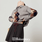 Argyle Knit Top / Navy Pleated Skirt LLA0560