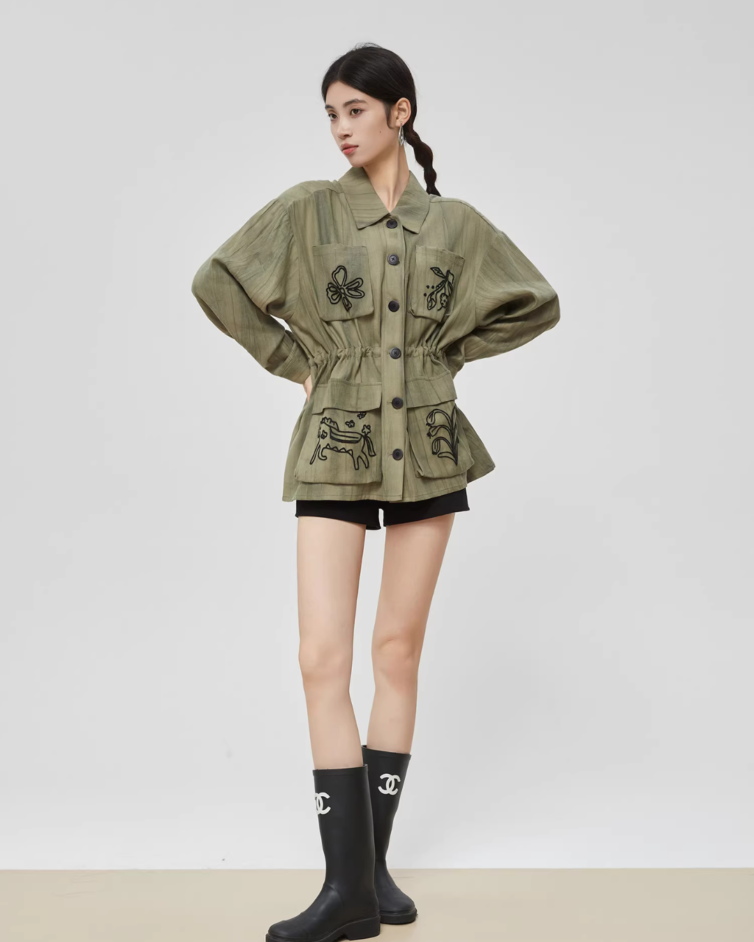 Retro Green Embroidered Shirt FER0045