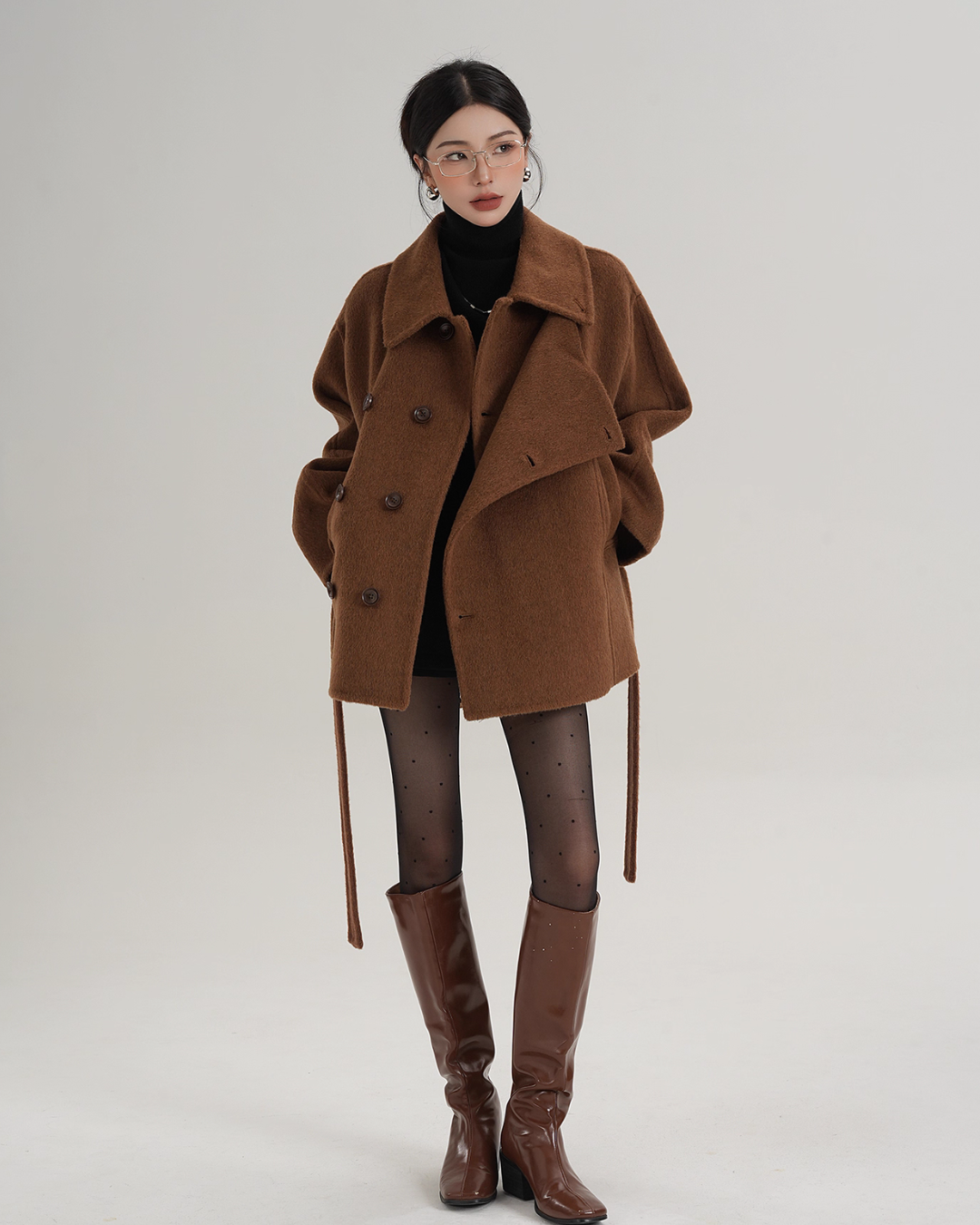 Stand Collar Wool Trench Coat SRS0376