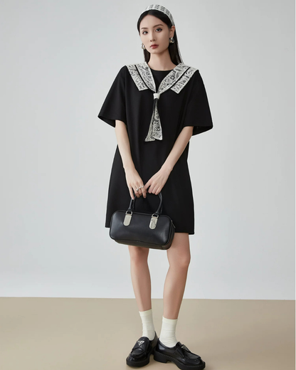 Race-Switching Sailor Collar Mini Dress FER0274
