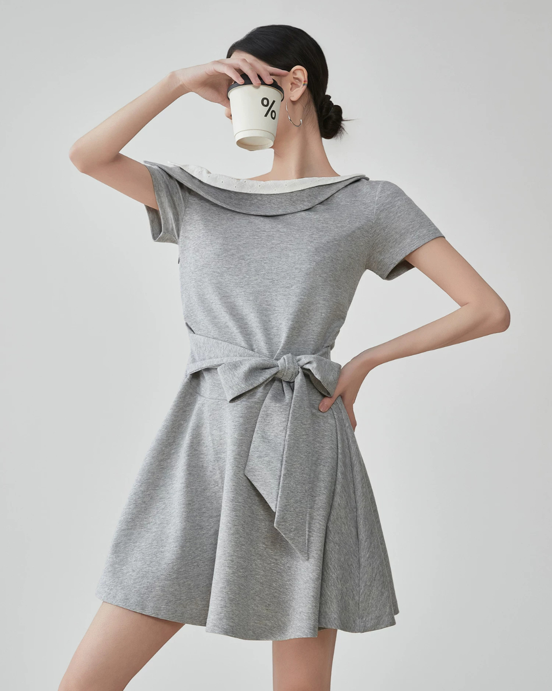 Off-Shoulder Layered Flared Mini Dress FER0277