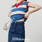 Marine Sleeveless Knit Top / Denim Mini Skirt LLA0505