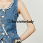 Pearl Denim Vest / Denim Wide Pants LLA0220