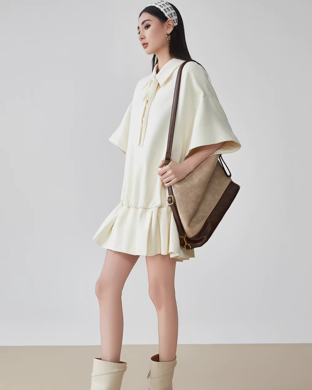 Bow Shape Pleated Dress FER0091